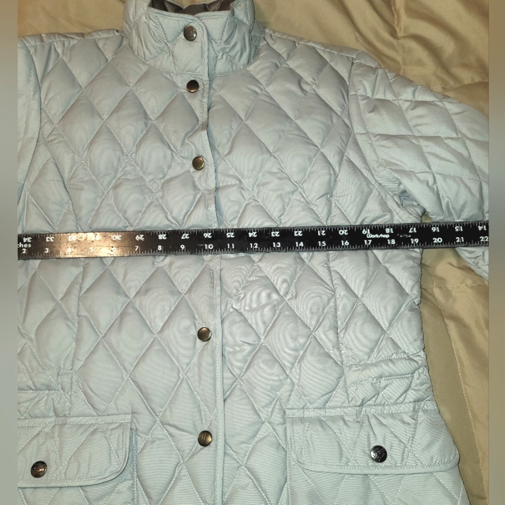 Eddie Bauer silver/gray quilted goose down Sz MT - Picture 13 of 16